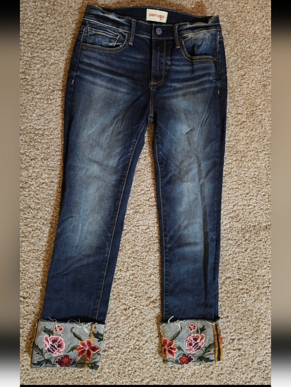 Driftwood Cropped Colette Embroidered Jeans 27